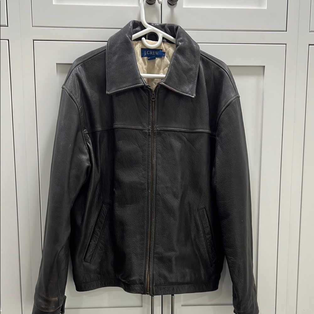Vintage 90s J Crew Leather Bomber Jacket